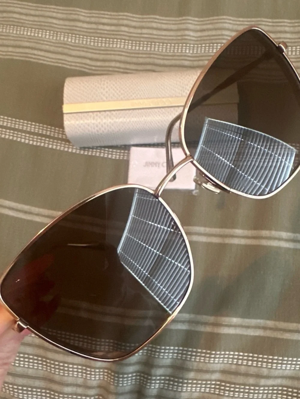 Jimmy Choo Gold Frame Sunglasses with Black Lenses